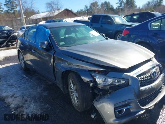 2015 Infiniti Q50 with VIN JN1BV7AR4FM407078, listed as a IAAI auction lot 41680093 with 122,666 mi miles. Bid and sale history available at carsss.com. Image 12.