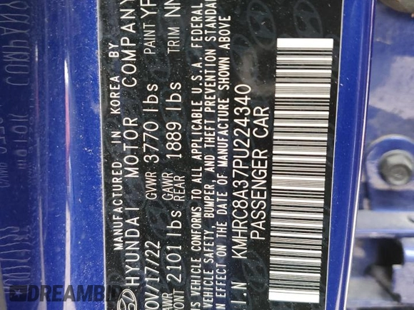 2023 Hyundai Venue Limited with VIN KMHRC8A37PU224340, listed as a Copart auction lot 49255025 with 75,994 mi miles and Salvage Title. Bid and sale history available at DreamBid. Image 13.