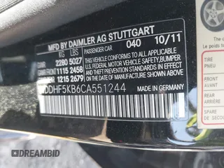 2012 Mercedes-Benz E 350 Luxury with VIN WDDHF5KB6CA551244, listed as a IAAI auction lot 41855787 with 117,422 mi miles and . Bid and sale history available at DreamBid. Image 9.