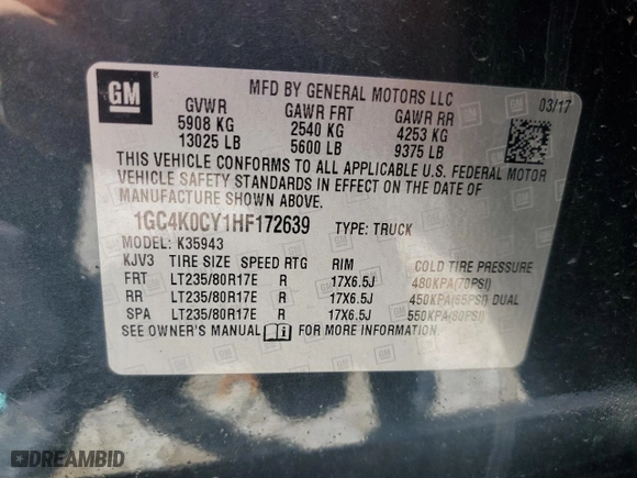 2003 Chevrolet Silverado 3500HD LTZ with VIN 1GC4K0CY1HF172639, listed as a Copart auction lot 56269834 with 0 mi miles and Non Repairable. Bid and sale history available at carsss.com. Image 13.