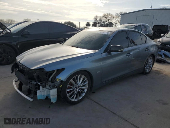 2018 Infiniti Q50 Luxe with VIN JN1EV7AP7JM356700, listed as a Copart auction lot 45892775 with 90,449 mi miles and Salvage Title. Bid and sale history available at carsss.com. Image 1.