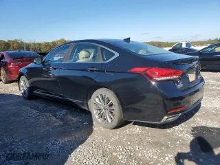 2017 Genesis G80 3.8L with VIN KMHGN4JE9HU194786, listed as a Copart auction lot 79627574 with 153,342 mi miles and Salvage Title. Bid and sale history available at carsss.com. Image 2.