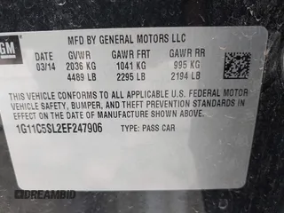 2014 Chevrolet Malibu LT with VIN 1G11C5SL2EF247906, listed as a IAAI auction lot 41911640 with 123,315 mi miles and . Bid and sale history available at DreamBid. Image 9.