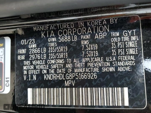 2023 Kia Sorento EX z VIN KNDRHDLG8P5166926, wystawiony jako Copart lot #52593285 z przebiegiem 59 773 mil mil oraz Szkody całkowita. Historia ofert i sprzedaży dostępna na DreamBid. Obrazek 13.