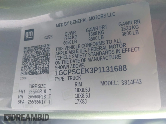 2023 Chevrolet Colorado 2WD LT с VIN 1GCPSCEK3P1131688, выставлен на аукционе IAAI как лот 42396507 с пробегом 21 621 миль миль и . История ставок и продаж доступна на DreamBid. Изображение 9.