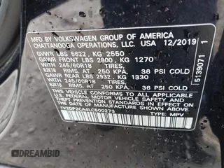 2020 Volkswagen Atlas SE z VIN 1V2DP2CA4LC500273, wystawiony jako IAAI lot #42364554 z przebiegiem 133 682 mil mil oraz . Historia ofert i sprzedaży dostępna na DreamBid. Obrazek 9.