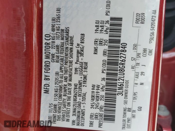 2016 Lincoln MKZ Hybrid z VIN 3LN6L2LU8GR627840, wystawiony jako Copart lot #61486675 z przebiegiem 61 690 mil mil oraz Szkoda całkowita • Salvage title. Historia ofert i sprzedaży dostępna na DreamBid. Obrazek 12.