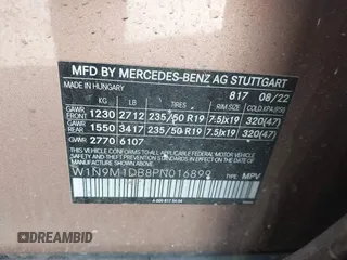 2023 Mercedes-Benz EQB 350 z VIN W1N9M1DB8PN016899, wystawiony jako IAAI lot #40928016 z przebiegiem 37 293 mil mil oraz . Historia ofert i sprzedaży dostępna na DreamBid. Obrazek 9.