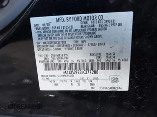 2020 Ford EcoSport S with VIN MAJ3S2FE3LC377288, listed as a IAAI auction lot 41344518 with 61,559 mi miles and . Bid and sale history available at DreamBid. Image 9.