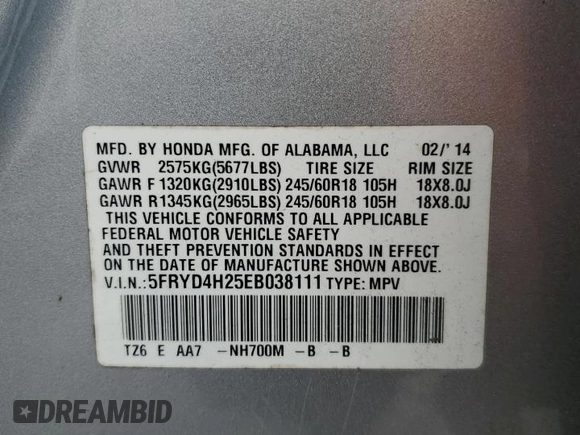 2014 Acura MDX with VIN 5FRYD4H25EB038111, listed as a Copart auction lot 53958975 with 169,593 mi miles and Clean Title. Bid and sale history available at carsss.com. Image 13.
