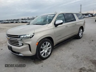 2021 Chevrolet Suburban High Country with VIN 1GNSKGKL9MR209684, listed as a Copart auction lot 87392294 with 95,513 mi miles and Salvage Title. Bid and sale history available at carsss.com. Image 1.