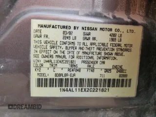 2002 Nissan Altima SL with VIN 1N4AL11EX2C221821, listed as a Copart auction lot 51666105 with 92,653 mi miles and Salvage Title. Bid and sale history available at carsss.com. Image 14.