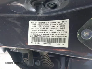 2020 Honda Civic LX with VIN 19XFC2F68LE007735, listed as a IAAI auction lot 42215294 with 3,849 mi miles and . Bid and sale history available at DreamBid. Image 9.