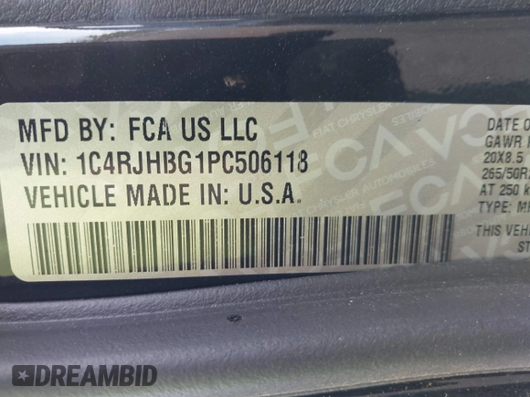 2023 Jeep Grand Cherokee Limited with VIN 1C4RJHBG1PC506118, listed as a IAAI auction lot 42176272 with 72,087 mi miles and . Bid and sale history available at DreamBid. Image 9.
