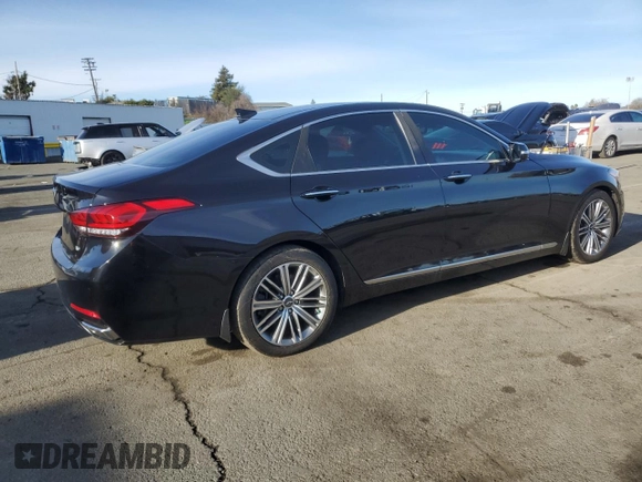 2018 Genesis G80 3.8L with VIN KMHGN4JE1JU265260, listed as a Copart auction lot 87121164 with 90,611 mi miles and Salvage title. Bid and sale history available at DreamBid. Image 3.