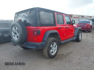 2018 Jeep Wrangler Unlimited Sport z VIN 1C4HJXDG9JW227864, wystawiony jako IAAI lot #42504877 z przebiegiem 53 378 mil mil oraz . Historia ofert i sprzedaży dostępna na DreamBid. Obrazek 4.