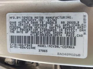 2002 Toyota Camry XLE z VIN 4T1BF30K82U018974, wystawiony jako IAAI lot #41712857 z przebiegiem 236 353 mil mil oraz . Historia ofert i sprzedaży dostępna na DreamBid. Obrazek 9.