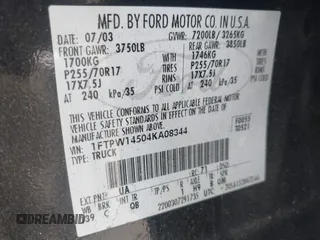 2004 Ford F-150 XLT with VIN 1FTPW14504KA08344, listed as a IAAI auction lot 41916877 with 223,657 mi miles. Bid and sale history available at carsss.com. Image 9.