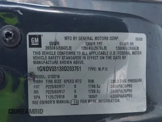 2008 Chevrolet Uplander LT w/1LT with VIN 1GNDV33138D203761, listed as a IAAI auction lot 41320741 with 178,372 mi miles. Bid and sale history available at carsss.com. Image 9.
