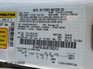 2018 Ford Fusion SE with VIN 3FA6P0LU6JR190317, listed as a Copart auction lot 52308055 with 112,481 mi miles and Clean Title. Bid and sale history available at DreamBid. Image 14.