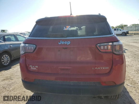 2018 Jeep Compass Limited with VIN 3C4NJDCB0JT144305, listed as a Copart auction lot 54834825 with 202,781 mi miles and Salvage title. Bid and sale history available at DreamBid. Image 6.