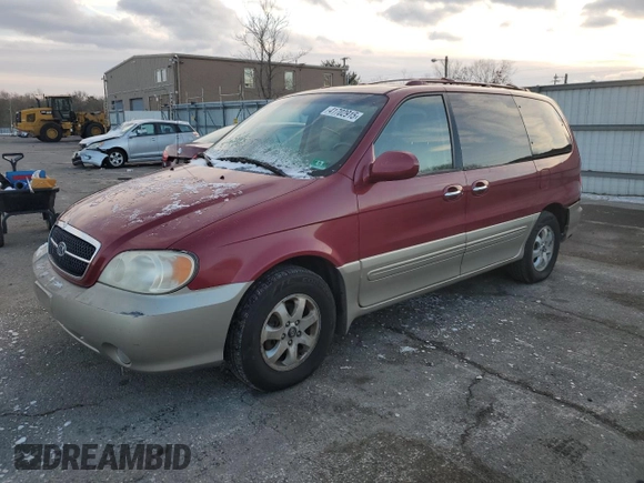2005 Kia Sedona LX with VIN KNDUP132656725025, listed as a Copart auction lot 41702915 with 158,114 mi miles and Salvage Title. Bid and sale history available at carsss.com. Image 1.