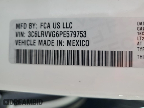 2023 Ram ProMaster Cargo with VIN 3C6LRVVG6PE579753, listed as a Copart auction lot 78207474 with Not Provided miles and Salvage Title. Bid and sale history available at DreamBid. Image 13.