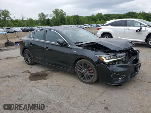 2022 Acura ILX Premium with VIN 19UDE2F84NA006009, listed as a Copart auction lot 58560215 with 57,539 mi miles and Salvage title. Bid and sale history available at DreamBid. Image 4.