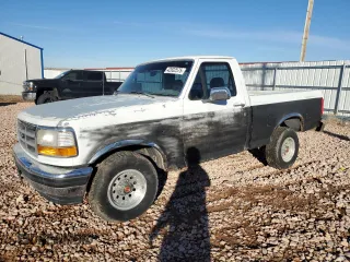 1993 Ford F-150 with VIN 1FTDF15Y5PLB00205, listed as a Copart auction lot 42832575 with 136,145 mi miles and Clean Title. Bid and sale history available at carsss.com. Image 1.