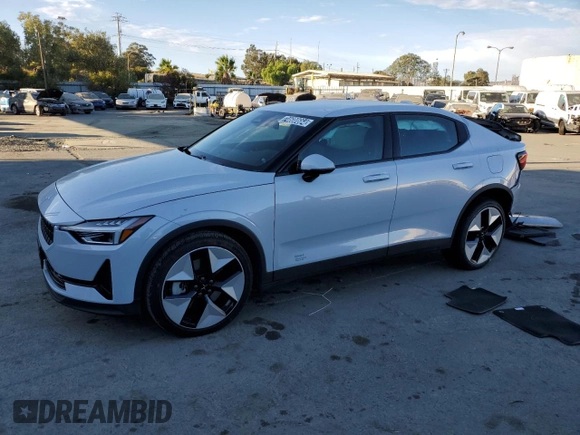 2023 Polestar 2 with VIN YSMEG3KA6PL141886, listed as a Copart auction lot 74600664 with 61,588 mi miles and Salvage Title. Bid and sale history available at carsss.com. Image 1.