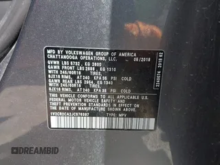 2018 Volkswagen Atlas SE with VIN 1V2CR2CA2JC576397, listed as a IAAI auction lot 41959708 with 168,619 mi miles and . Bid and sale history available at DreamBid. Image 9.