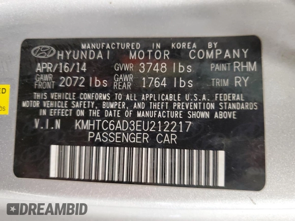 2014 Hyundai Veloster with VIN KMHTC6AD3EU212217, listed as a Copart auction lot 76396874 with 156,718 mi miles and Salvage Title. Bid and sale history available at carsss.com. Image 12.