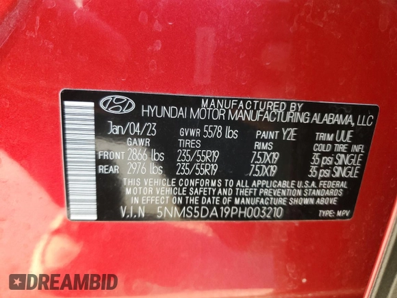 2023 Hyundai Santa Fe Hybrid Limited with VIN 5NMS5DA19PH003210, listed as a Copart auction lot 75064524 with 28,064 mi miles and Salvage Title. Bid and sale history available at carsss.com. Image 16.