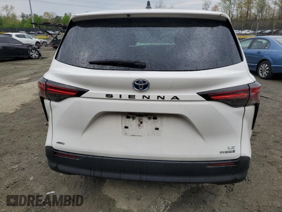 2021 Toyota Sienna LE with VIN 5TDKSKFC1MS013343, listed as a Copart auction lot 53263885 with 41,805 mi miles and Salvage title. Bid and sale history available at DreamBid. Image 6.