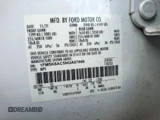 2022 Ford Explorer с VIN 1FM5K8AC5NGA07866, выставлен на аукционе Copart как лот 61104055 с пробегом 41 035 миль миль и Чистый • Clean title. История ставок и продаж доступна на DreamBid. Изображение 14.