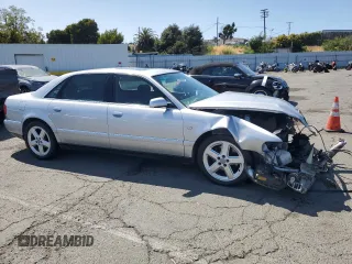 2002 Audi A8 with VIN WAUML44D62N008295, listed as a Copart auction lot 61276095 with 232,635 mi miles and Salvage title. Bid and sale history available at DreamBid. Image 4.