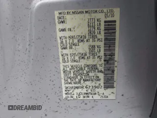 2010 Nissan Pathfinder S with VIN 5N1AR1NB0AC623902, listed as a IAAI auction lot 41609905 with 192,321 mi miles and . Bid and sale history available at DreamBid. Image 9.