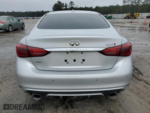 2020 Infiniti Q50 Red Sport 400 with VIN JN1FV7AR6LM660612, listed as a Copart auction lot 86182594 with 82,737 mi miles and Salvage Title. Bid and sale history available at carsss.com. Image 6.