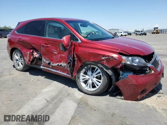 2010 Lexus RX 450h with VIN JTJZB1BA5A2400054, listed as a Copart auction lot 63348865 with 177,153 mi miles and Salvage title. Bid and sale history available at DreamBid. Image 4.