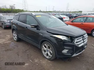 2017 Ford Escape Titanium with VIN 1FMCU0J95HUD37858, listed as a IAAI auction lot 41984629 with 87,163 mi miles and . Bid and sale history available at DreamBid. Image 1.