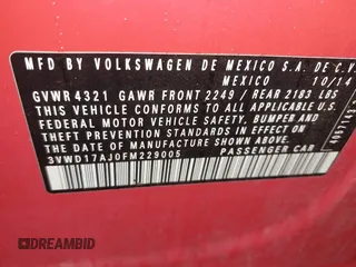 2015 Volkswagen Jetta SE z VIN 3VWD17AJ0FM229005, wystawiony jako IAAI lot #41838767 z przebiegiem 223 390 mil mil oraz . Historia ofert i sprzedaży dostępna na DreamBid. Obrazek 9.