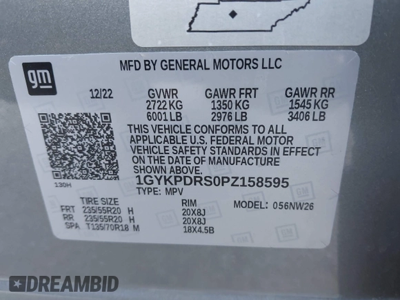 2023 Cadillac XT6 AWD Premium Luxury with VIN 1GYKPDRS0PZ158595, listed as a IAAI auction lot 41051122 with 39,653 mi miles and . Bid and sale history available at DreamBid. Image 9.