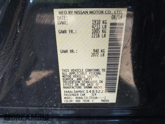 2015 Nissan Altima S with VIN 1N4AL3AP6FC148322, listed as a IAAI auction lot 41985267 with 79,188 mi miles and . Bid and sale history available at DreamBid. Image 9.