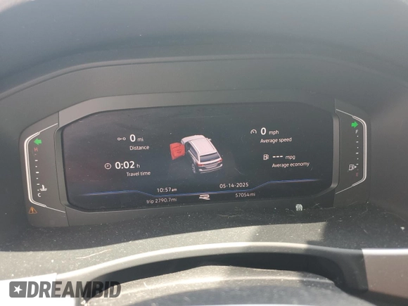 2021 Volkswagen Atlas SEL Premium R-Line with VIN 1V2FR2CA1MC500123, listed as a Copart auction lot 56912575 with 57,054 mi miles and Salvage title. Bid and sale history available at DreamBid. Image 9.