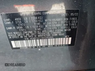 2022 Subaru Outback Premium с VIN 4S4BTACC9N3245800, выставлен на аукционе IAAI как лот 41924694 с пробегом 52 111 миль миль и . История ставок и продаж доступна на DreamBid. Изображение 9.