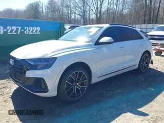 2019 Audi Q8 Prestige z VIN WA1FVAF12KD038238, wystawiony jako IAAI lot #41740092 z przebiegiem 55 699 mil mil oraz . Historia ofert i sprzedaży dostępna na DreamBid. Obrazek 2.