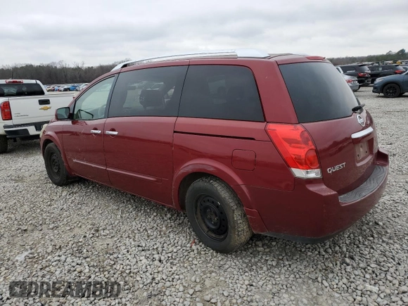 2008 Nissan Quest SL with VIN 5N1BV28U88N106199, listed as a Copart auction lot 41474575 with 206,845 mi miles and Salvage Title. Bid and sale history available at carsss.com. Image 2.