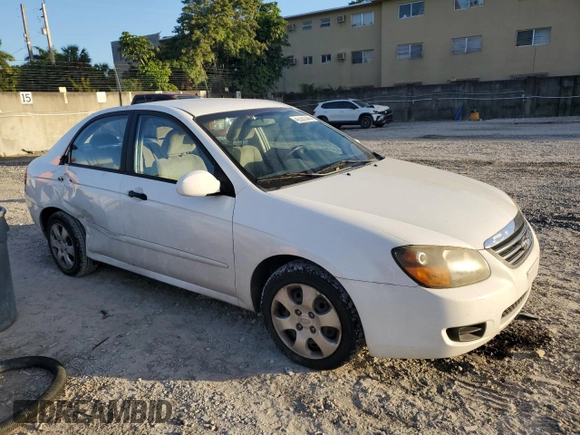 2009 Kia Spectra EX with VIN KNAFE221195630944, listed as a Copart auction lot 42291345 with 83,269 mi miles and Salvage Title. Bid and sale history available at DreamBid. Image 4.