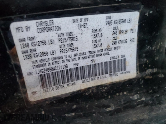 1998 Jeep Grand Cherokee Laredo with VIN 1J4GZ48S0WC171138, listed as a Copart auction lot 85502794 with 0 mi miles and Salvage Title. Bid and sale history available at carsss.com. Image 14.