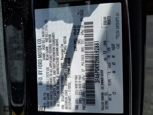 2017 Ford Fusion Titanium z VIN 3FA6P0K92HR192881, wystawiony jako Copart lot #61190515 z przebiegiem 109 834 mil mil oraz Szkoda całkowita • Salvage title. Historia ofert i sprzedaży dostępna na DreamBid. Obrazek 12.